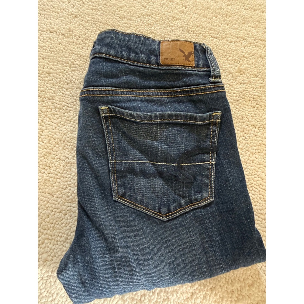 American‎ Eagle Skinny Stretch Jeans Dark Wash Blue Denim Womens Size 2 Regular